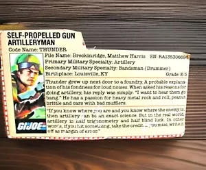 Scheda d'identità G.I JOE anni 80 pistola semovente artigliero - Foto 1 di 3