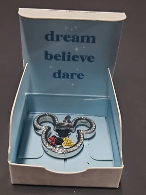 Origami Owl Silver Crystal Mickey Living Locket Disney  W/ Mickey Minnie, ♡ Char - Image 1 of 4