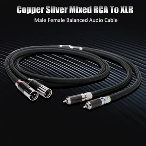 Pair RCA to XLR Male Female Signal Cable OFC Copper Silver Plated Audio Cable - Picture 1 of 14