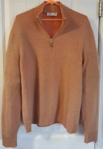 Brunello Cucinelli Mens Quarter Zip Cashmere Sweater Orange Size 54 - Picture 1 of 6