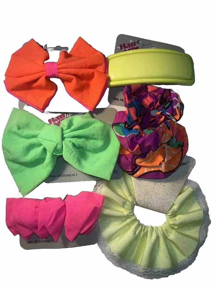 Scrunchie Rosa Caliente Neón Elástico Cabello Corbata Accesorio Cola de Caballo Corbata Clip Lote 6 Foto 1 de 4