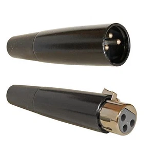 Pair black metal mic microphone 3 pin XLR male & female plugs jack connector end - Picture 1 of 1