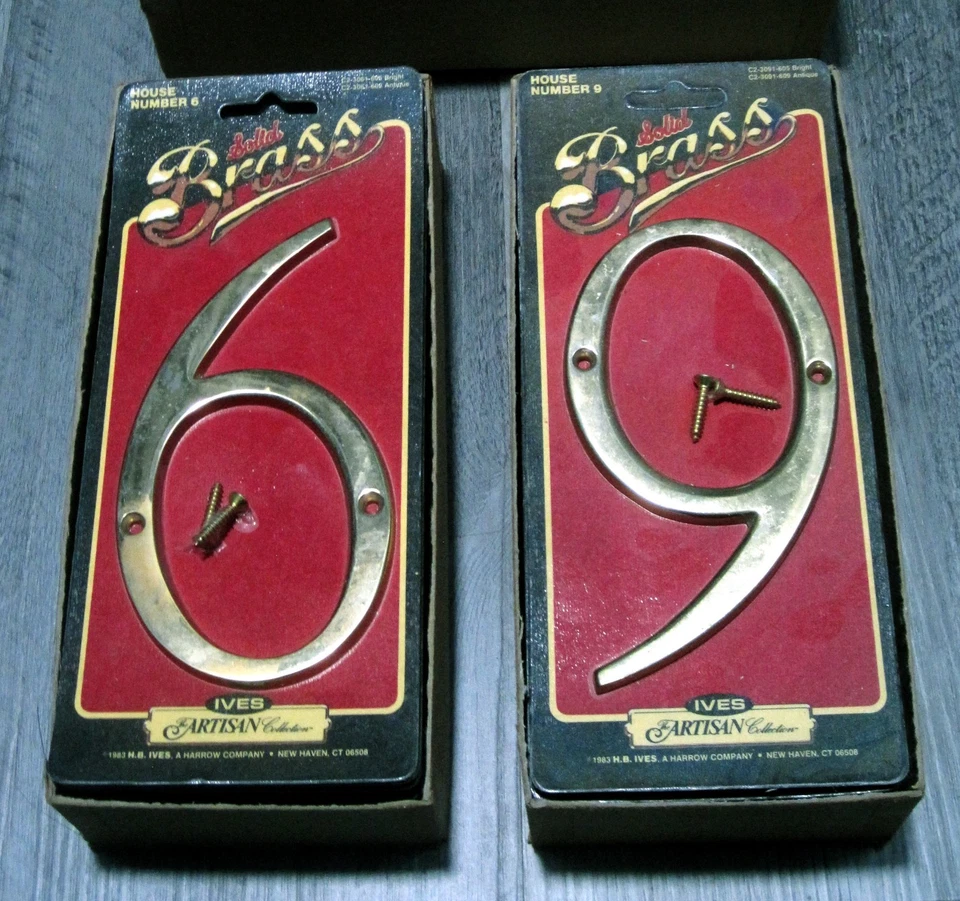 (20) Solid Brass House Mailbox Number 6 / 9 Ives Artisan Collection Vtg 1983 NOS - Image 1 of 4