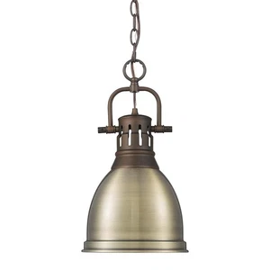 Golden Lighting 3602-S RBZ Duncan 9"W Mini Pendant - Rubbed Bronze / Aged Brass - Picture 1 of 4