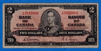 CANADA $2 1937 BC-22b / P-59b King George VI Circulated Note - D/B 3942006 - Image 1 of 4