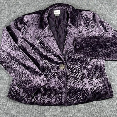 Chaqueta Blazer Chicos Talla 1 Mediana Terciopelo Púrpura Glamour Texturizada Geométrica Fiesta Foto 1 de 4