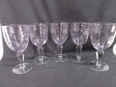 Набор из 5 розовых 7-дюймовых прозрачных бокалов для вина или воды со стержнем набор из 5, КАК НОВЫЕ! - Изображение 1 из 4