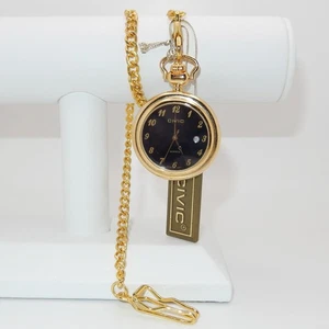Civic Gold Tone Pocket Watch with 15" Chain / Brand New - No Papers / Open Face - Picture 1 of 4
