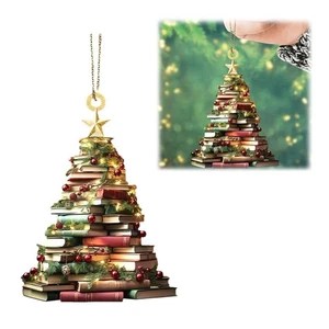 Buchliebhaber Bücherregal Ornament hängend Weihnachtsbaum Form Acryl DIY R3E4 - Bild 1 von 11