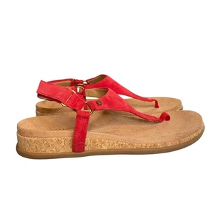 Vionic Kirra II Sandals Womens Sz 8 Red Suede Leather Toe Post Sling Back Shoes - Picture 1 of 8