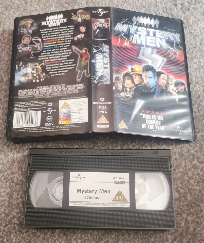 Mystery Men Comedy Action VHS Video Tape Film Ben Stiller Greg Kinnear Wes Studi - Image 1 of 1