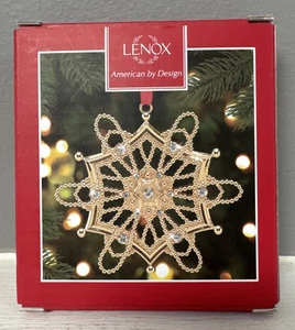 Lenox Colores De Oro Dorado Hexágono Copo De Nieve Nuevo En Caja - Imagen 1 de 1