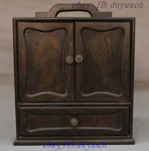 15 Old Chinese Rosewood Wood handcrafted Storage Box Jewelry Casket Boxes Statue - Picture 1 of 10