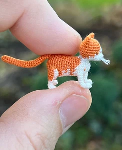 Handmade Miniature Crochet Cat – Collectible Tiny Orange Tabby - Picture 1 of 10