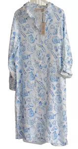 Martha Stewart Coastal Blue LINEN BLEND Button Down Dress Shirt Cover-up XL NWT - Picture 1 of 3