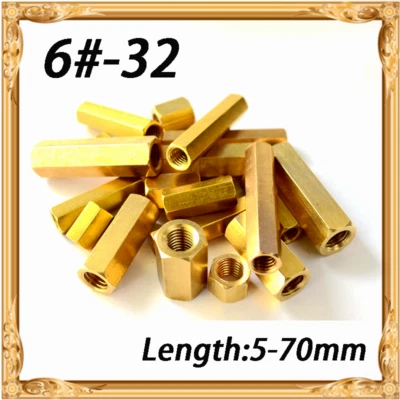 6#-32 Brass Long Rod Coupling Hex Nuts Connector Hex Connection Nuts Hexagon - Image 1 of 4