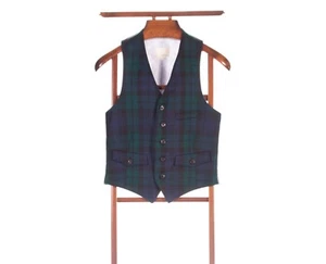 BAND OF OUTSIDERS Wool Blackwatch Tartan Quilted Vest Jacket Sz 1 S Made in USA - Picture 1 of 10