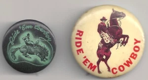 2 Vintage RIDE 'EM COWBOY Pins! - Picture 1 of 2