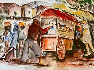 Roberto Irizarry son of Epifanio Fano Irizarry Watercolor Puerto Rico Art - Picture 1 of 11