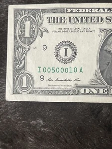 $1, 2013, Fancy Serial Number,  Trinary,  6 of a Kind 0’s   00500010 - Picture 1 of 4