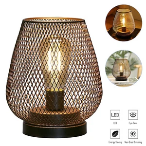 Metal Cage LED Table Lanterns Battery Powered Cordless Accent Light w/ LED Bulbs - Picture 1 of 14