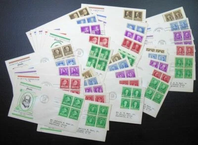 1940 Famous Americans, matched Sc 859-893-7 with Linprint cachets set of 35 FDCs - Image 1 of 4