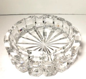 Vintage Lead Crystal Round Ashtray Stunning Chunky Cut Glass 4.5" Unmarked MCM - Picture 1 of 7