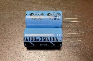 2 pcs XICON 100uF 350V Aluminum Electrolytic Cap +85C 10mm LS Tested USA SHIP - Picture 1 of 1