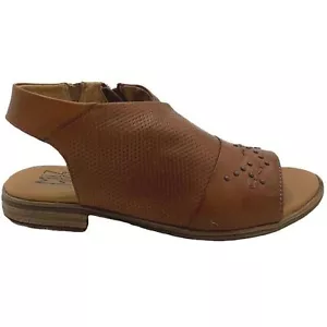 NEW Miz Mooz Darcie Leather Side-Zip Sandals In Brandy Bohemian Perforated Sz 37 - Picture 1 of 8