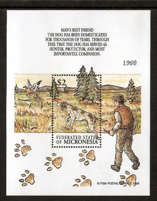 Micronesia 2001 - Perros animales domésticos - Hoja de estampillas de recuerdo - Scott #410 - MNH Foto 1 de 1
