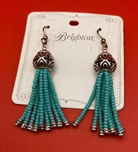 Brighton BOHO ROOTS Turquoise Tassel Earrings. NICE! - Picture 1 of 2