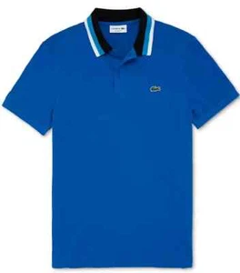 Authentic Lacoste Men's Regular-Fit Contrast Collar Polo Shirt -Kingdomblue NEW - Picture 1 of 2