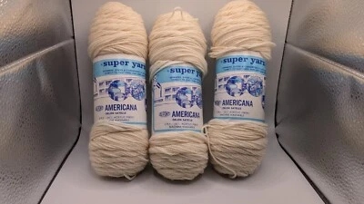 Super Yarn Mart DuPont Americana 220 Natural 36 Acrylic  2oz Vintage Lot of 3 - Image 1 of 3