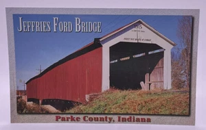 Jeffries Ford Covered Bridge, Bridgeton, Parke County, Indiana IN, VTG Postcard - Imagen 1 de 2