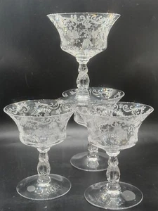 4 vajilla vintage, transparente HEISY ORCHID, cristal transparente champán/herbete - Imagen 1 de 12