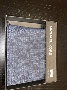 Michael Kors 86F2SMNF5B Jet Set Slim Bifold PVC Leather Adml/Blue Men's Wallet - Picture 1 of 5