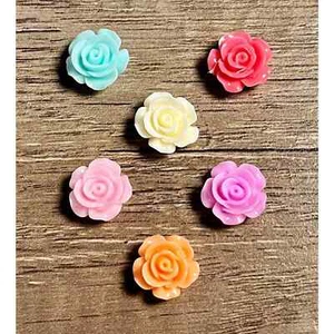 6pc COLORFUL ROSE BUD FLOWER Charms for Crocs Laces Keychains - Picture 1 of 1