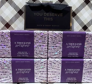 X4 A THOUSAND WISHES Bath & Body Works Bar Shea Butter Cleansing Soap - Picture 1 of 4