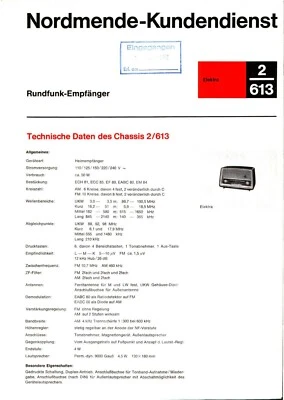 Service Manual-Anleitung für Nordmende Elektra 2.613