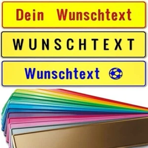 Fun Kennzeichen Funschild GELB mit Wunschtext individuell digital bedruckt - Bild 1 von 5