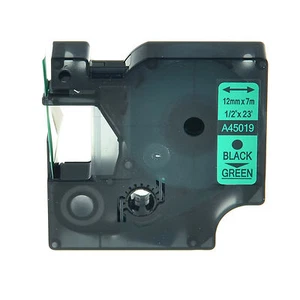 45019 NERO SU VERDE NASTRO COMPATIBILE DYMO D1 CASSETTA LABELMANAGER 12mm - Photo 1/1