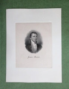 Ritratto presidenziale inciso piatto rame zecca USA di James Monroe. - Foto 1 di 2