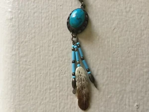 Native American Sterling, Turquoise, And Hand Carved Wing Necklace - Picture 1 of 8