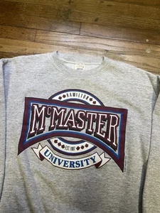 Vintage 1988 Hamilton McMaster University Crewneck Grey Size Large - Picture 1 of 7