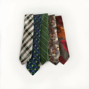 Vintage Mix Men's Patterned Mixed Material Designs Bundle Necktie Ties x5 - Picture 1 of 4