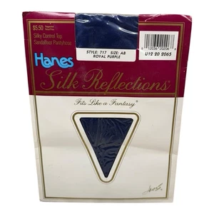1989 Hanes Silk Reflections AB Royal Purple Style 717 Pantyhose Control Top - Picture 1 of 2