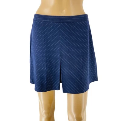 Falda corta para mujer MANGO azul oscuro a rayas calce regular abertura talla M W28 Foto 1 de 4