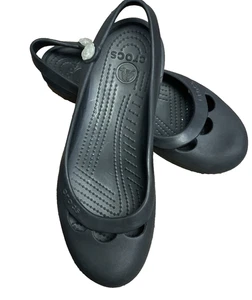 Crocs Jayna Slip On Slingback Black Ballet Flat Casual Shoes Women's Size 9 - Picture 1 of 7