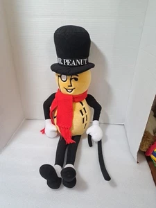 ¡Vintage! Muñeca de peluche Mr. Peanut 1991 26" con bufanda sombrero bastón, etiqueta jardinera. - Imagen 1 de 8