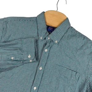 Le Tigre Flannel Shirt Mens L Blue Houndstooth Plaid Long Sleeve Lightweight - Picture 1 of 7